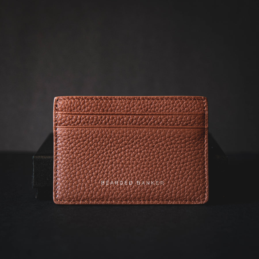 Leather Card Holder Pebble Brown